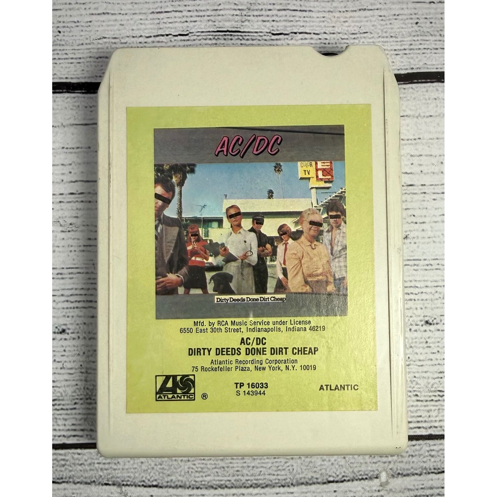 AC/DC Dirty Deeds Done Dirt Cheap 8-Track Tape, White, Tested & Working